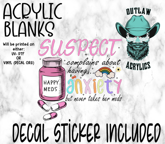 Suspect Anxiety Acrylic & Decal Set