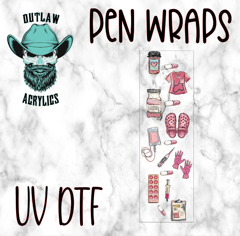 Pink Nurse Pen Wrap UV-DTF