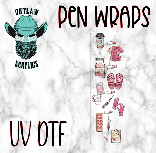 Pink Nurse Pen Wrap UV-DTF