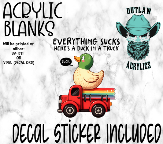 Here's A Duck In A Truck Acrylic & Decal Set