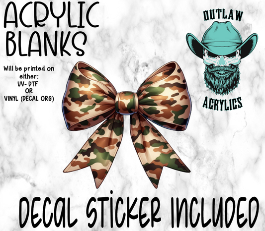 Camo Coquette Bow Acrylic & Decal Set