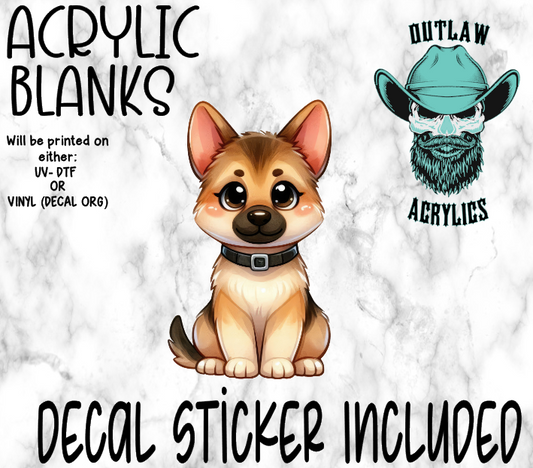German Shepherd Puppy Acrylic & Decal Set