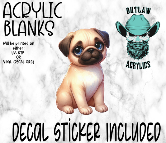 Pug Puppy Acrylic & Decal Set