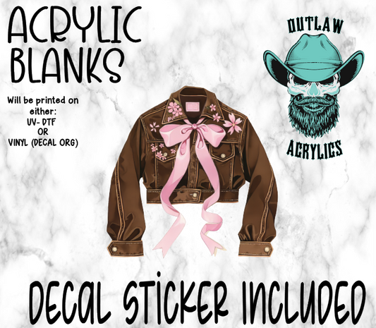 Western Cowgirl Jacket Pink Bow Acrylic & Decal Set