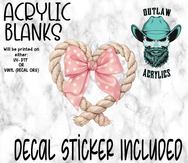 Western Rope Heart Acrylic & Decal Set - Outlaw Acrylics