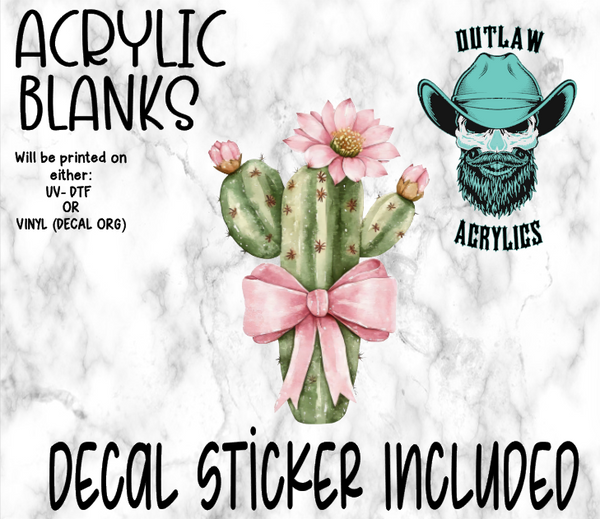 Western Pink Cactus Acrylic & Decal Set - Outlaw Acrylics