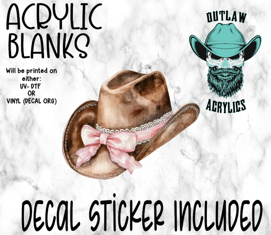 Western Cowboy Hat Acrylic & Decal Set