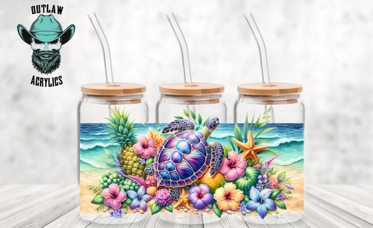 Colorful Flower & Beach Turtle Wrap