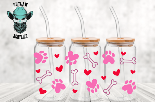Pink Dog Paw & Bones Wrap