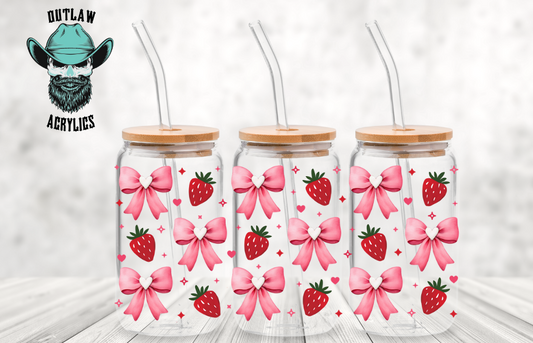 Pink Bow & Strawberries Wrap