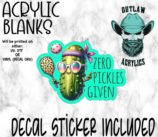 Zero Pickles Given Acrylic & Decal Set