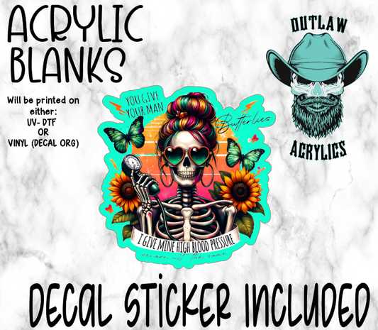 Butterflies Over High Blood Pressure Acrylic & Decal Set