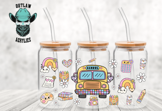 Pastel School Bus Wrap