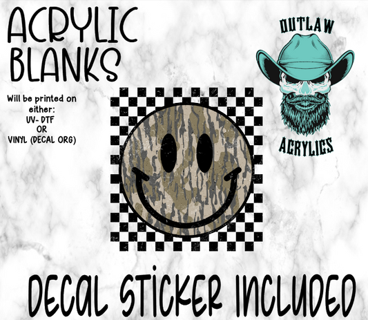 Checkered Camo Smiley Acrylic & Decal Set