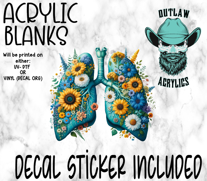 Blue Sunflower Lungs Acrylic & Decal Set