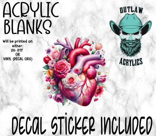 Floral Heart Acrylic & Decal Set