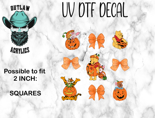 Bear & Friends Pumpkin UV DTF Decal/Transfer