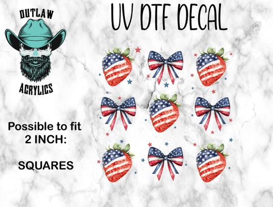 Patriotic Berry & Bow UV DTF Decal/Transfer