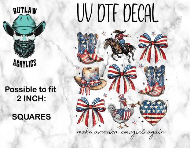 Patriotic Cowgirl UV DTF Decal/Transfer