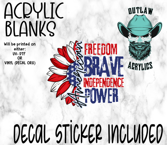 America Brave Freedom Acrylic & Decal Set