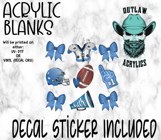 Blue Football Style Acrylic & Decal Set