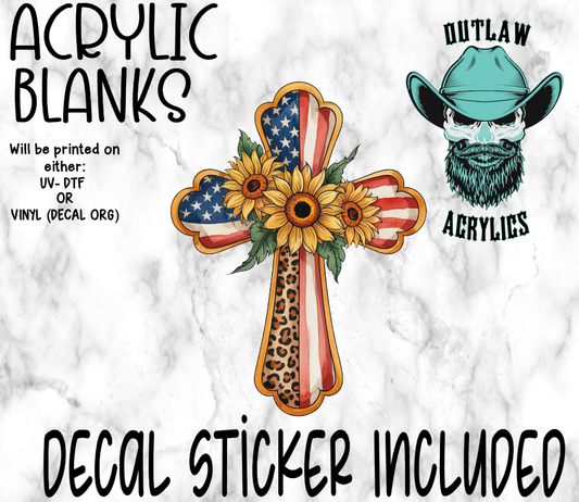Sunflower Cross Flag Acrylic & Decal Set