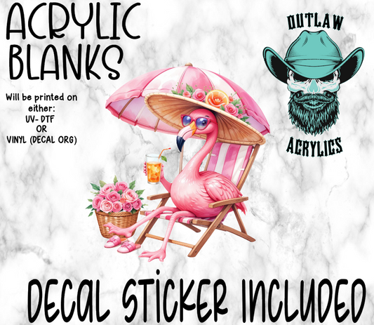 Beach Flamingo Acrylic & Decal Set