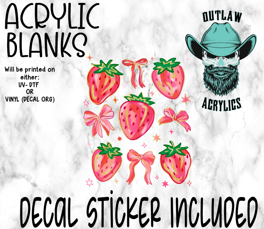 Brushed Strawberries & Bow Acrylic & Decal Set