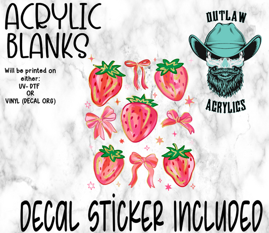Brushed Strawberries & Bow Acrylic & Decal Set