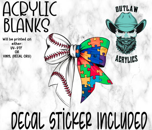 Aut & Baseball Bow Acrylic & Decal Set