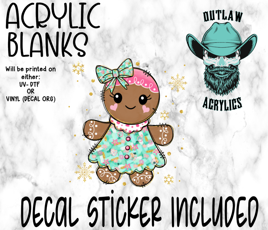 Retro Teal Gingerbread Girl Acrylic & Decal Set