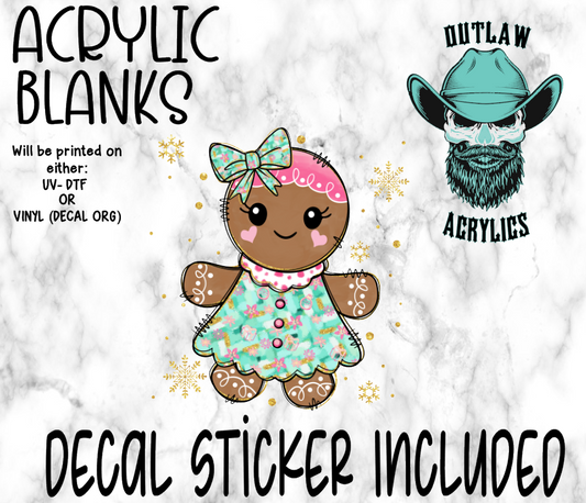 Retro Teal Gingerbread Girl Acrylic & Decal Set