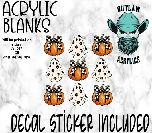 Black Daisy Ghost Pumpkin Acrylic & Decal Set