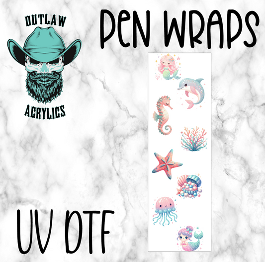Pastel Mermaid Pen Wrap UV-DTF