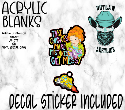 Take Chances Acrylic & Decal Set WITH MATCHING CHARM