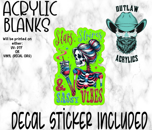 Stars Stripes & Sassy Vibes Acrylic & Decal Set