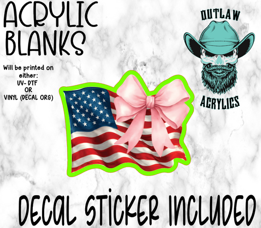 American Flag Bow Acrylic & Decal Set