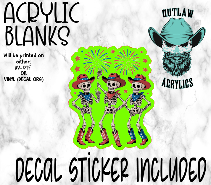 4th Of July Skele Dance Acrylic & Decal Set