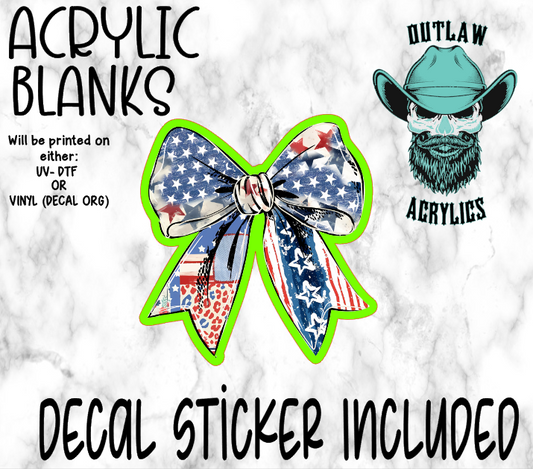 Distressed Flag Croquette Bow Acrylic & Decal Set