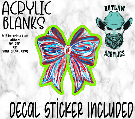 Brushed Patriotic Bow Acrylic & Decal Set