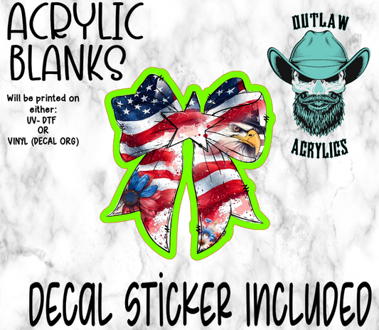 American Eagle Flag Bow Acrylic & Decal Set