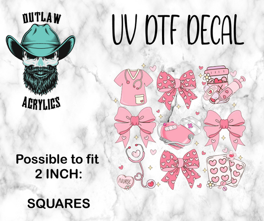 Pink Nurse Hearts Decal/Transfer