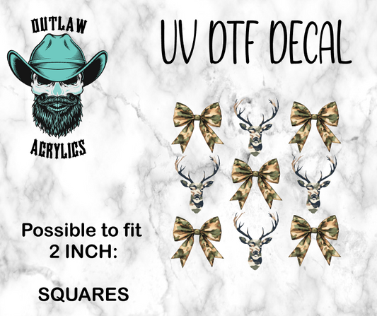 Camo Deer Croquette Bow Decal/Transfer