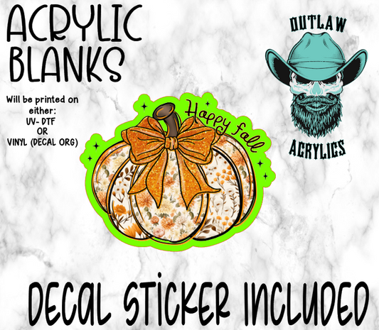 Happy Fall Orange Acrylic & Decal Set