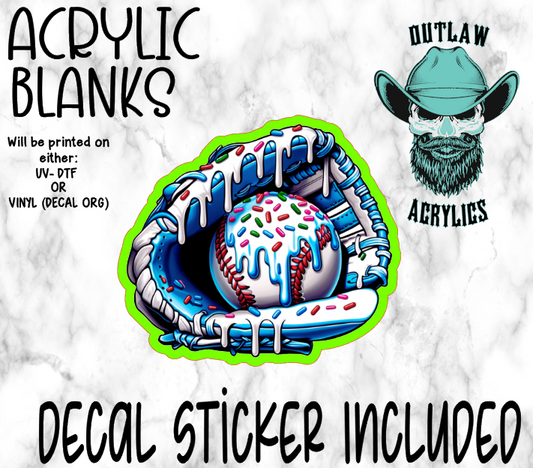 Blue Baseball Glove Drip Acrylic & Decal Set