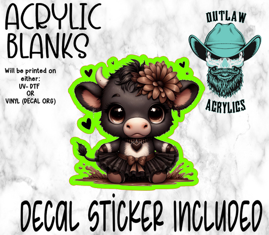 Brown Dress Highland Cow Acrylic & Decal Set