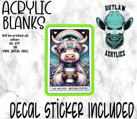 The Moody Before Coffee Tarot Card Acrylic & Decal Set