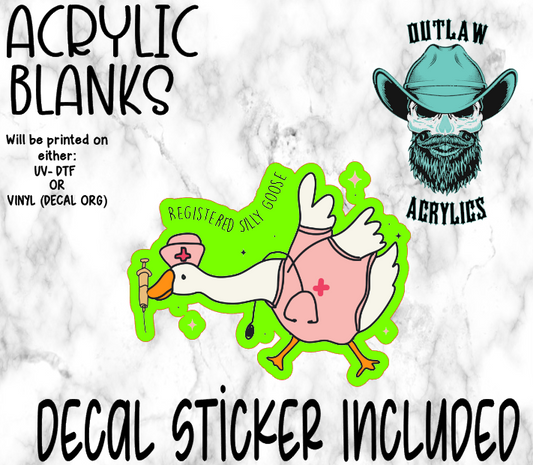 Registered Silly Goose Nurse Acrylic & Decal Set