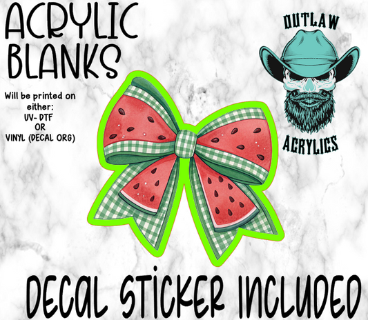 Watermelon Croquette Bow Acrylic & Decal Set