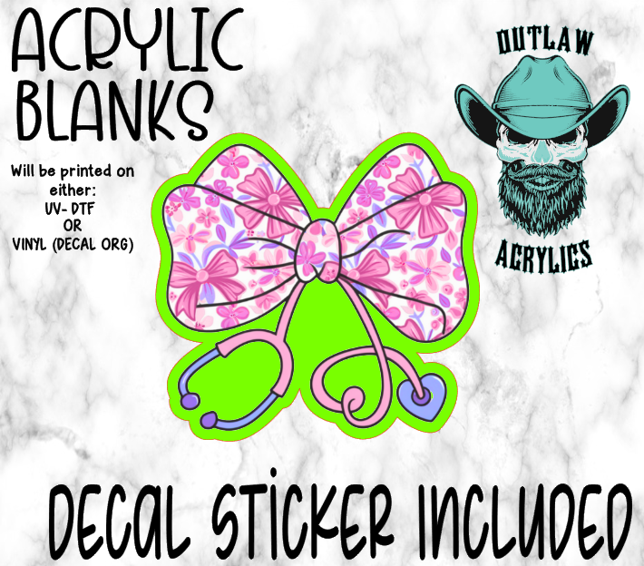Preppy Nurse Bow Scope Acrylic & Decal Set